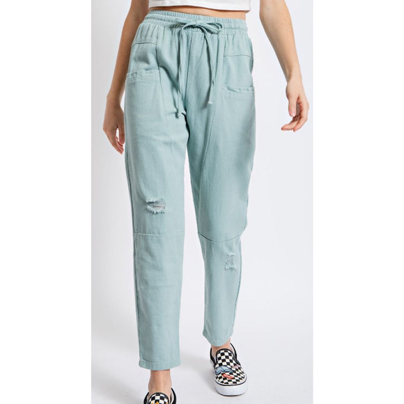 Easel EB50159 - Medium - Washed Twill Pants - Sage Blue - Picture 2 of 3